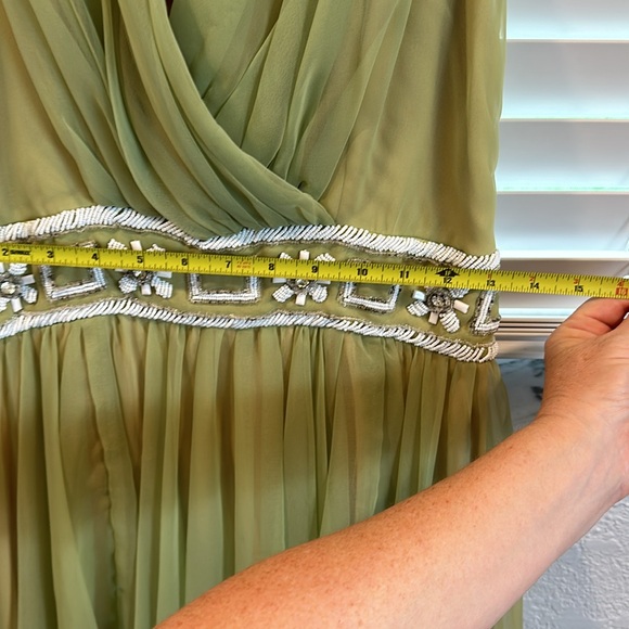 Vintage Miss Elliette California green chiffon dress with beading - Picture 5 of 9